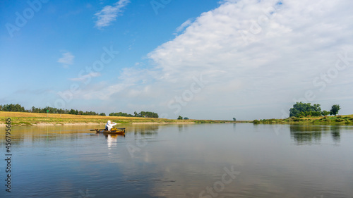 Kayaking on the Elbe river on a sunny day