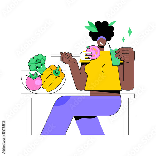 Raw veganism abstract concept vector illustration. Raw foodism and fruitarianism, juice and sprout diet, no animal origin products, superfood and nuts, healthy vegan, body detox abstract metaphor.