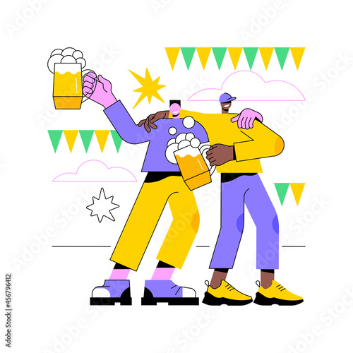 Beer fest abstract concept vector illustration. Street brewing, beer and music festival, outdoor fun, craft drink, street party, social event, enjoy entertainment abstract metaphor.