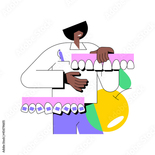 Orthodontic services abstract concept vector illustration. Orthodontic clinic department, family dentistry, dental appliance, oral hygiene, teeth center, stomatology service abstract metaphor.