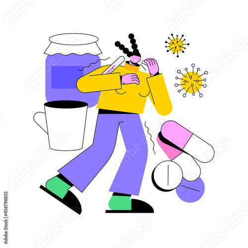 Seasonal Flu abstract concept vector illustration. Seasonal influenza virus, contagious respiratory illness, flu treatment recommendation, vaccination, acute infection symptoms abstract metaphor.