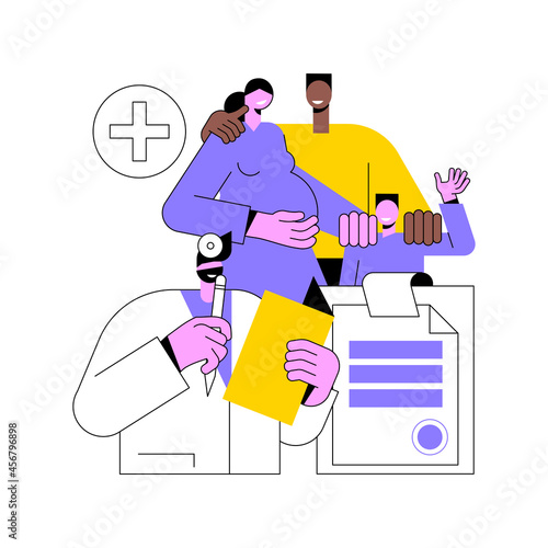 Family doctor abstract concept vector illustration. Visit your doctor, medical family practice, primary healthcare provider, general practitioner, physician service, insurance abstract metaphor.