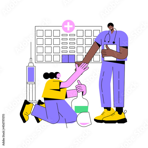 Drug rehab center abstract concept vector illustration. Inpatient drug rehab center, experimental treatment, substance abuse rehabilitation, addiction therapy clinic facility abstract metaphor.
