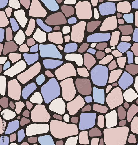 Mosaic stone seamless pattern. Blue beige Vector abstract background