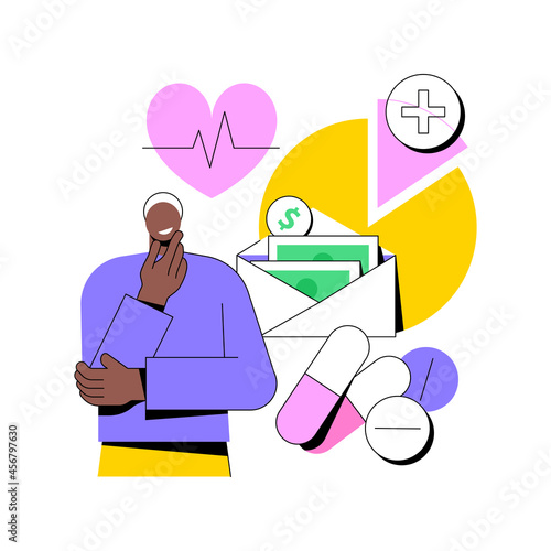 Healthcare expenses of retirees abstract concept vector illustration. Spending on healthcare, supplemental health insurance plan, retirement expenses, medical service cost abstract metaphor.