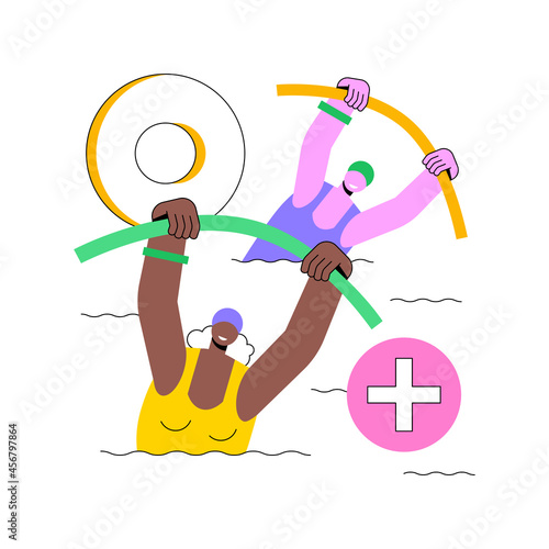 Elder fitness abstract concept vector illustration. Exercise program for seniors, aqua fitness, active lifestyle, health support, fitness program for old people, healthcare abstract metaphor.