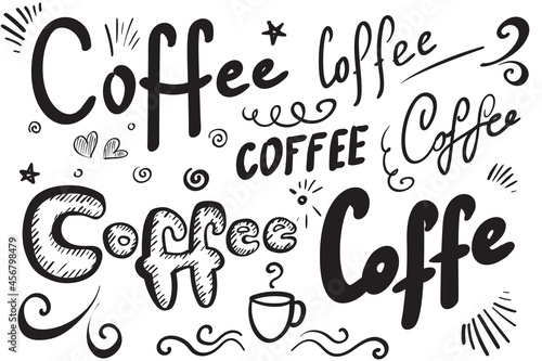 Coffee Words, Hand Drawn Coffee Lettering, Print, Typography Quote