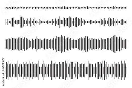 Sound icon, audio wave symbol set, soundwave silhouettes photo