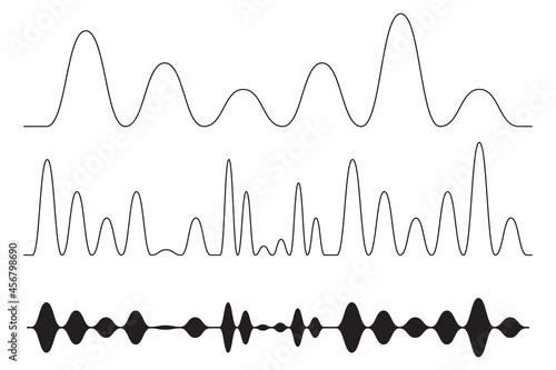 Sound icon, audio wave symbol set, soundwave silhouettes