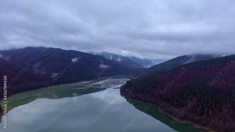hyper lapse of clouds moving in green mountain valley, time lapse of weather conditions in the mountains, drone shot of cloud formations in Carpathian mountains in Ukraine. High quality 4k footage hyper lapse of clouds moving in green mountain valley, time lapse of weather conditions in the mountains, drone shot of cloud formations in Carpathian mountains in Ukraine. High quality 4k footage