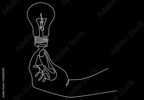 Continuous one line drawing light bulb symbol idea.