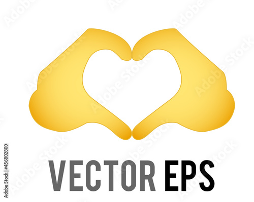 vector gradient yellow two hands forming heart shape icon. Used to express love and support