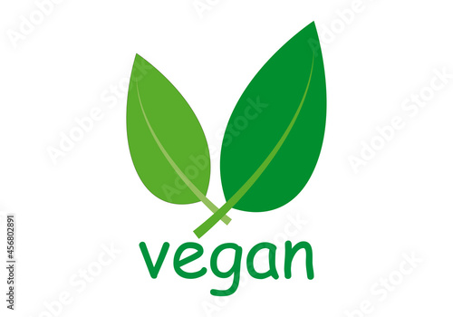 Etiqueta de producto vegano de hojas verdes.