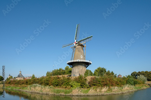 Windmill de Hoop in the fortified town of Gorinchem, (Gorkum), South Holland Province, The Netherlands photo
