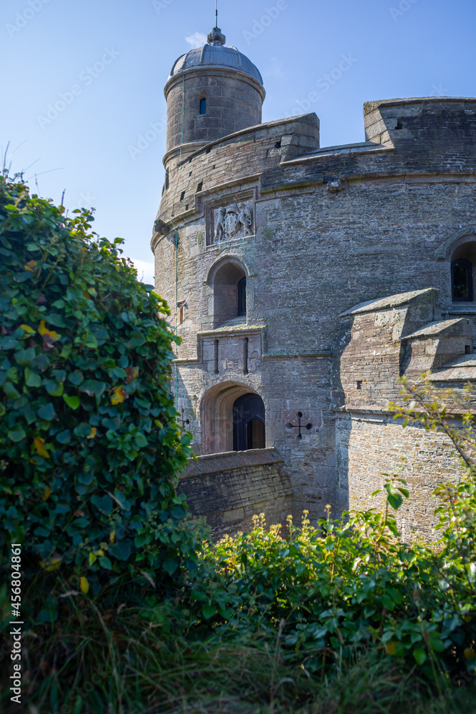 St Mawes castle with hedges in the foreground