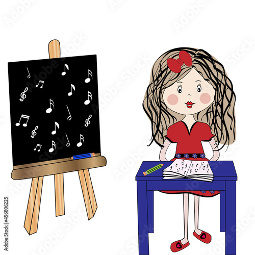 Profesora dando dando clases de música.