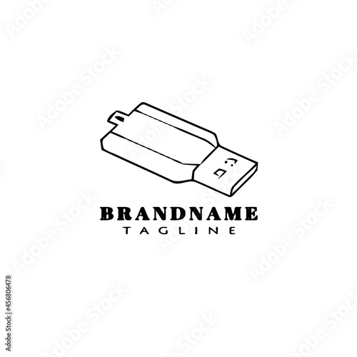 pen drive logo cartoon icon design template black isolated vector illustration