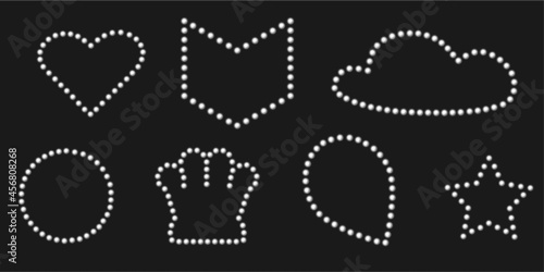 White shiny crown marquee badge. Black friday banner for luxury event design. Pin light with star and heart frame.