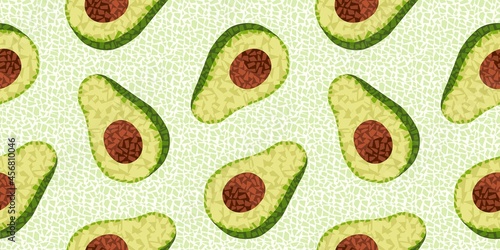 Pattern with avocado in mosaic style