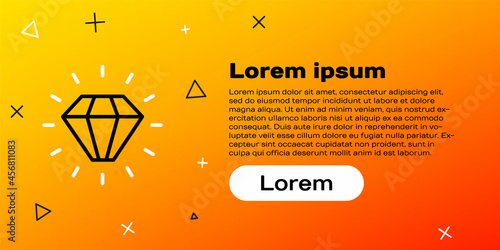 Line Diamond icon isolated on yellow background. Jewelry symbol. Gem stone. Colorful outline concept. Vector