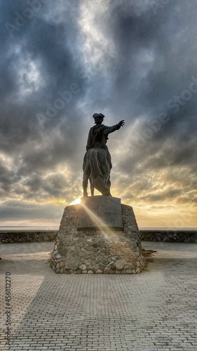 monument to peter the great at sunset