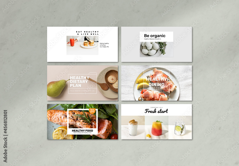 Healthy Food Banner Template Set Stock Template | Adobe Stock