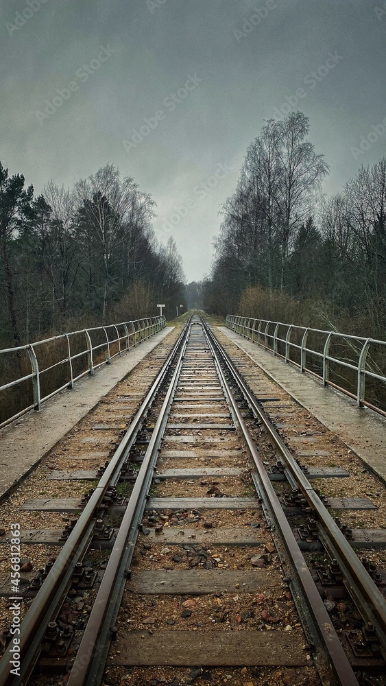 Fototapeta premium railway in the fog