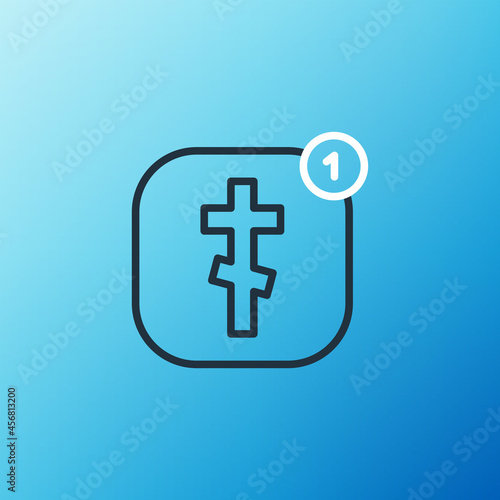 Line Online church pastor preaching video streaming icon isolated on blue background. Online church of Jesus Christ. Colorful outline concept. Vector