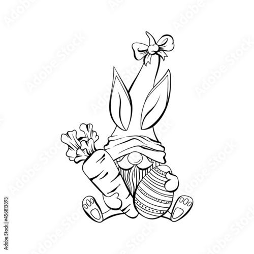 Easter Gnome contour drawing illustration