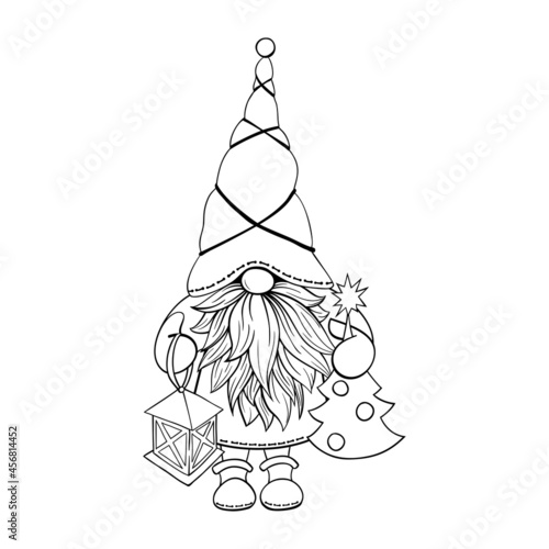 Gnome contour drawing illustration
