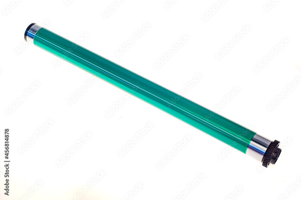Photographic drum cylinder for laser printers on a white background. Photographic drum cylinder for laser printers on a white background.