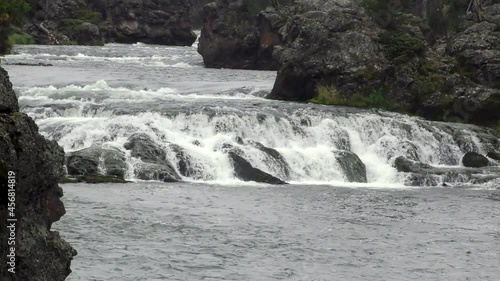 Wyoming Yellowstone National Park  A close view of one of the small waterfalls on the Yellowstone River