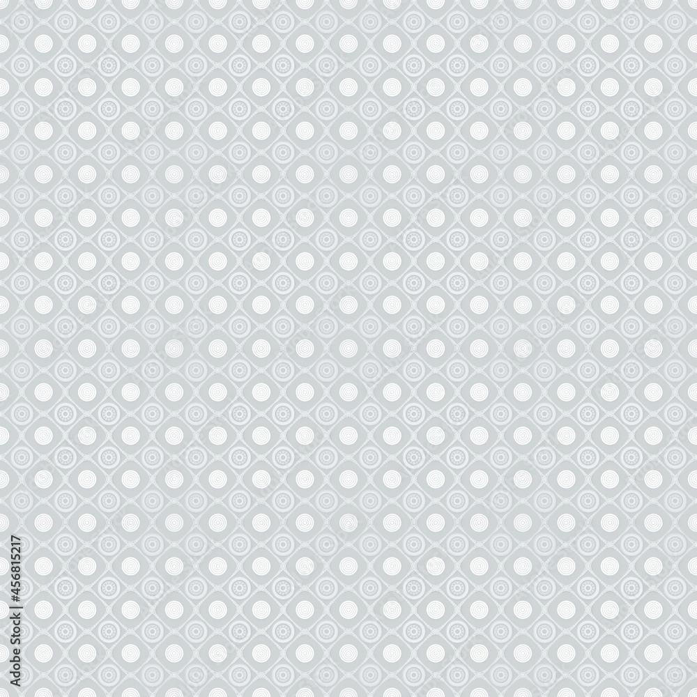 Simle seamless texture grid and circles in white and gray colors