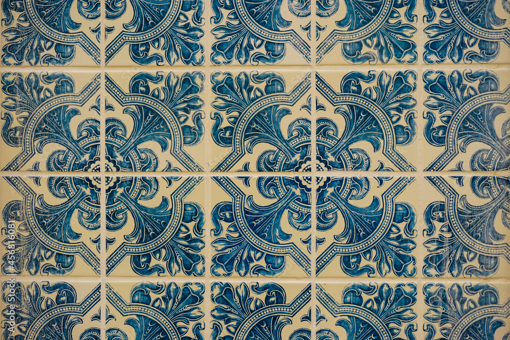 Full frame shot of traditionell tiled wall in Portugal