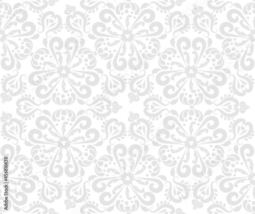 Classic seamless vector pattern. damask orient ornament. classic vintage background. Gray and white. Ornament for fabric, wallpaper and packaging.