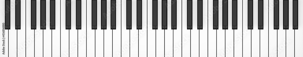 Piano or keyboard keys five octaves flat lay top view from above Stock ...