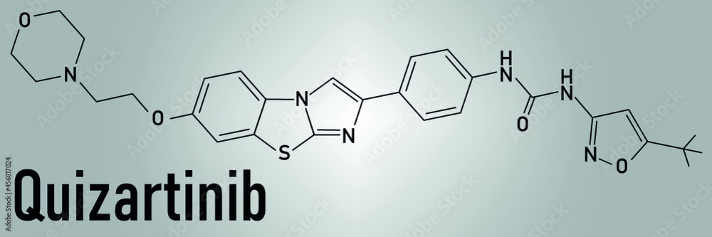 Quizartinib cancer drug molecule (kinase inhibitor). Skeletal formula.