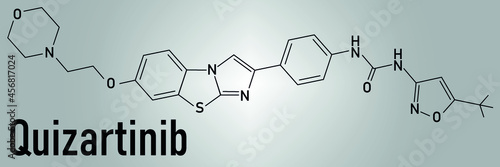 Quizartinib cancer drug molecule (kinase inhibitor). Skeletal formula.