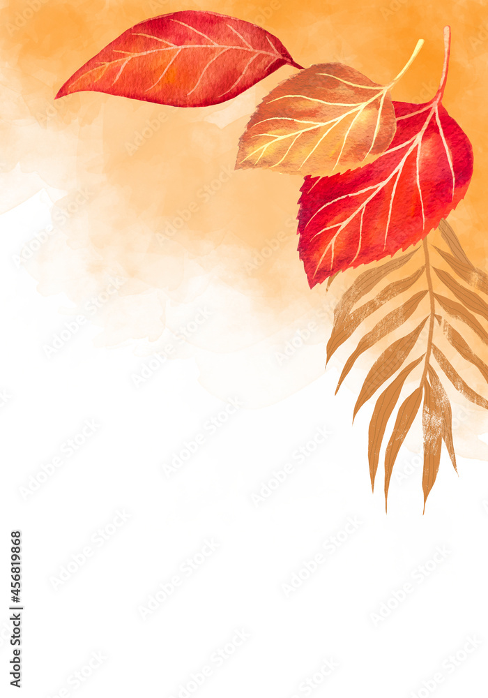 Autumn leaves decoration background, september botanical header or october border