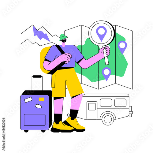Inside country traveling abstract concept vector illustration. Local tourism, explore your country, family camping, camper trailer, road trip, tourist information, lifestyle abstract metaphor.