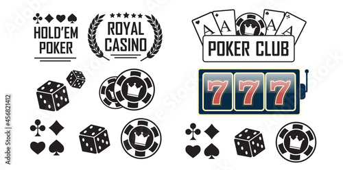 Poker club and casino vector sign set