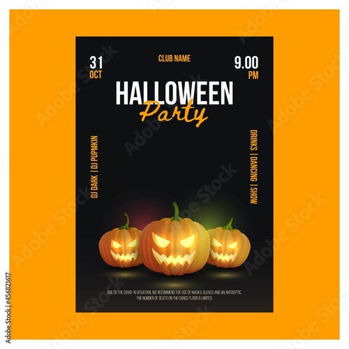 realistic halloween party vertical poster template with photo