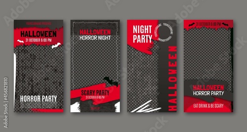 realistic halloween instagram stories collection vector design illustration