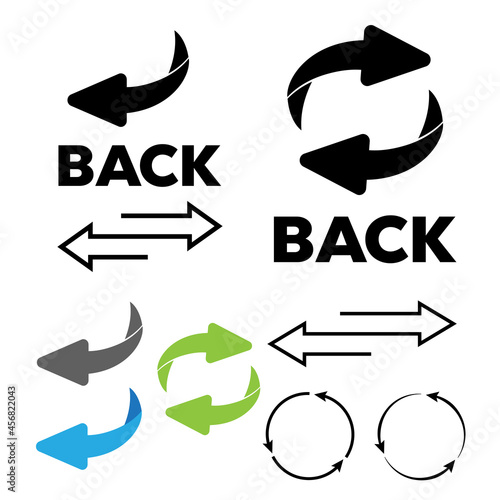 Flip over or turn. Back Arrow icon flat