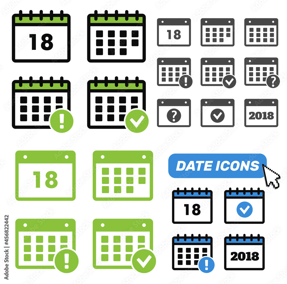 Vector Calendar Icons. Event add delete progress Vector Calendar Icons. Event add delete progress