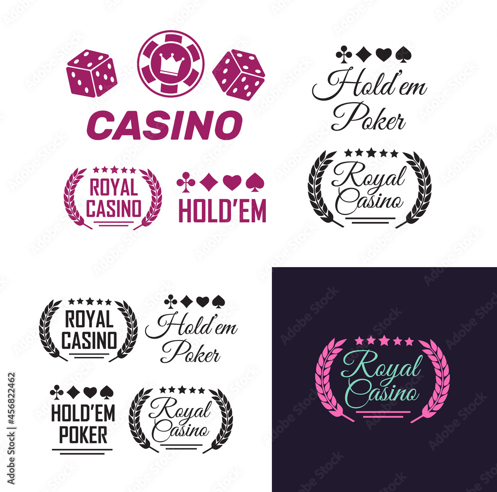 Fototapeta premium Poker club and casino vector sign set