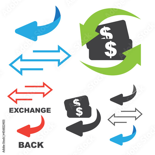 Flip over or turn. Back Arrow icon flat