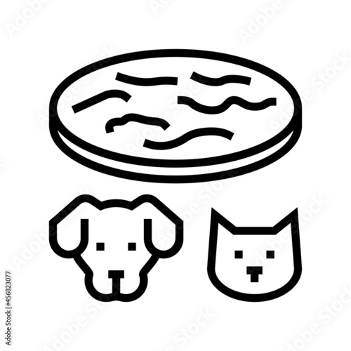 tapeworm animal disease line icon vector. tapeworm animal disease sign. isolated contour symbol black illustration