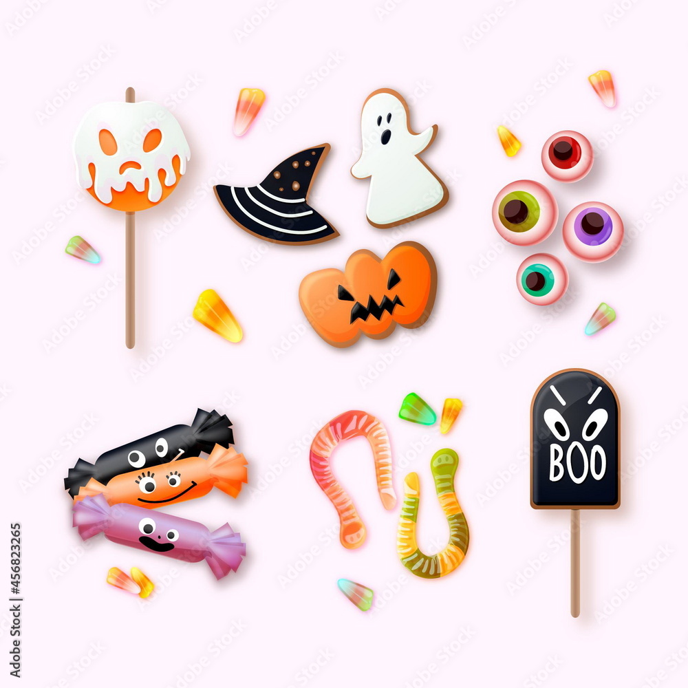 realistic halloween candy collection vector design illustration realistic halloween candy collection vector design illustration