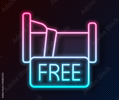Glowing neon line Free overnight stay house icon isolated on black background. Vector